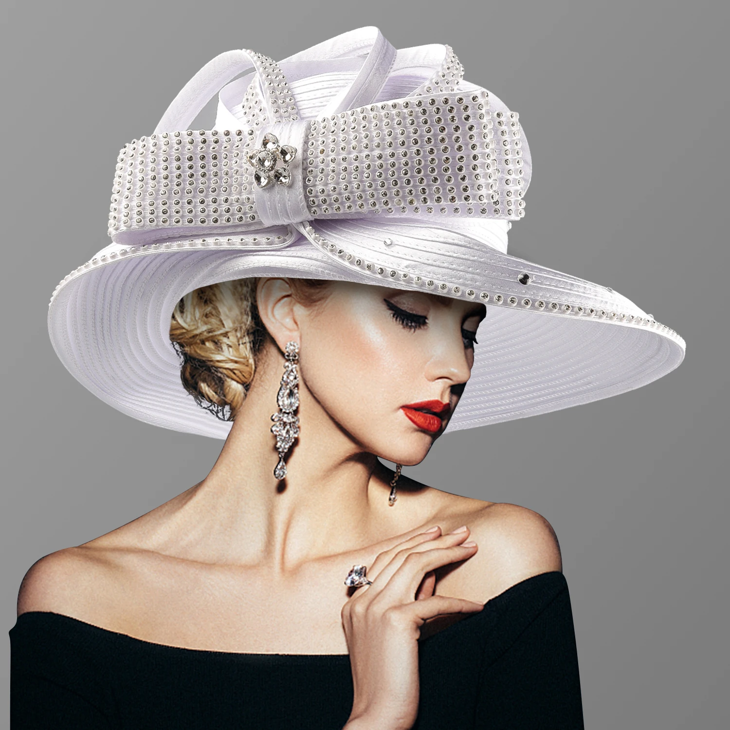 hair clip silver grey diamante fascinator