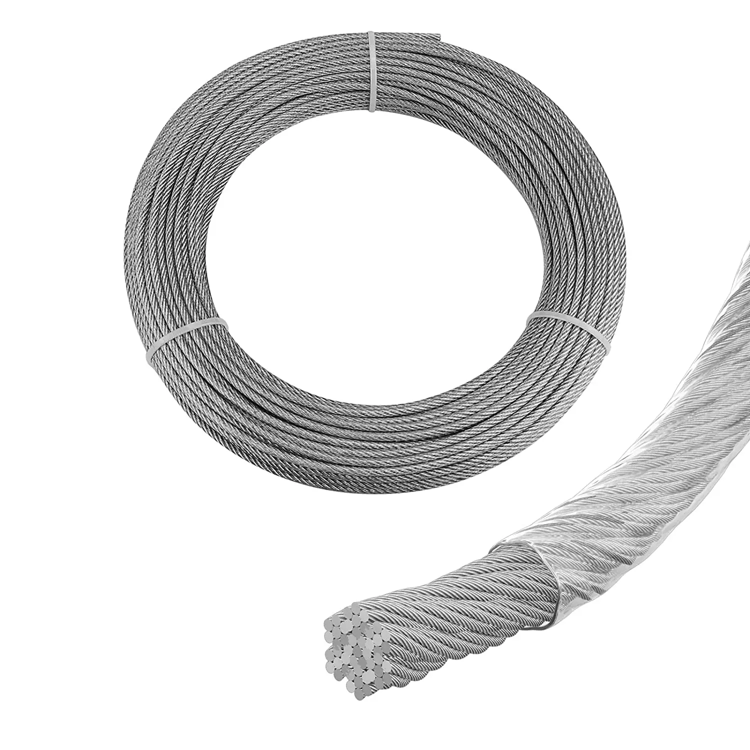 Muzata 165feet Wire Rope Crystal Vinyl Coated 332inch Thru 18inch Stainless Steel Aircraft Cable Outdoor Indoor 7x7 Strand Cloth