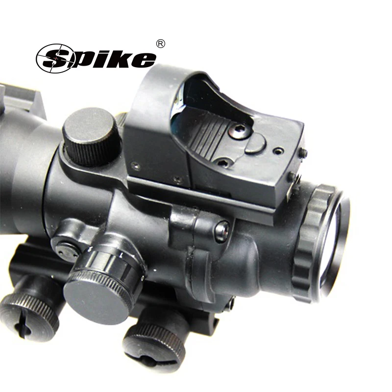 Scopes 4X Magnification with Three Sided Guide-rail Combine with HD107 Red Dot Sight for Outdoor Hunting Sports