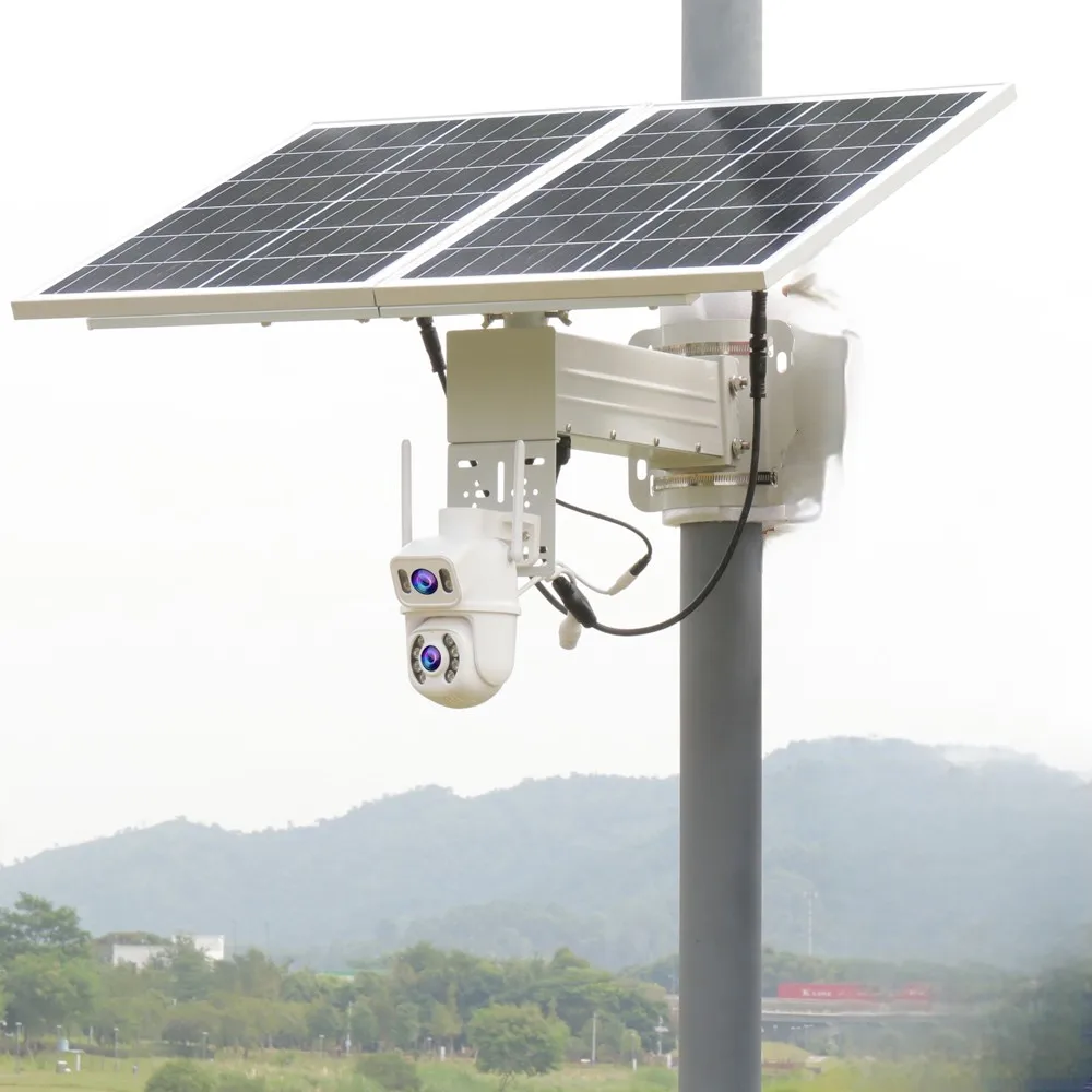 Wireless Solar Surveillance Cameras Ptz Cctv 6mp Icsee Dual Lens Solar