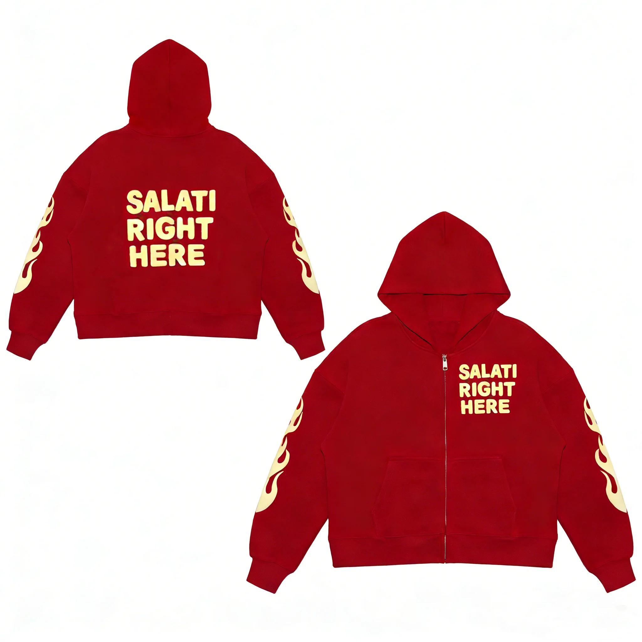 SALATI High Quality Custom Streetwear Zip up Jacket Heavyweight Vintage Acid Wash Screen Printing Boxy Hoodie for Men gallery 2