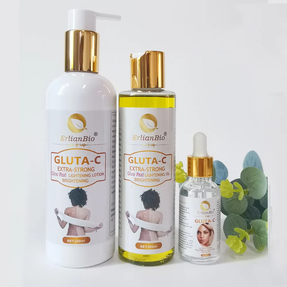 Частная торговая марка набор для отбеливания и ухода за кожей глютатиона Осветляющий Увлажняющий Уход телом черной