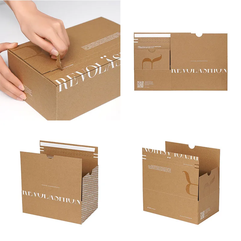 Custom Corrugated Cardboard Carton Zipper Strip Commerce Mailing Adhesive Tear Strip Open Postal Self Seal Logistics Paper Boxes