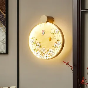 Enamel Colored Bedroom Bedside Wall Light Luxury Art Master Living Room High-End Bedside Lamp New Chinese Style Wall Lamp