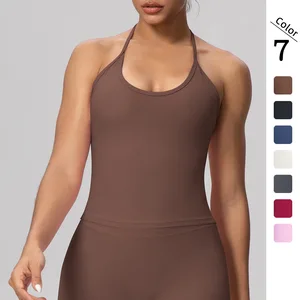 Women's Solid Color Compression Tank Top Asymmetrical Neckline Tie Detail Padded Bra-Quick Dry Skinny Fit Sports Top for Yoga