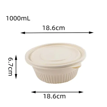 1000mL Eco-Friendly Biodegradable Sustainable Stocked Leak-Proof Biodegradable Compostable Corn Starch food container