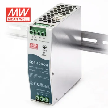 Mean Well SDR-120-24 120W 24VDC Single Output Power Supply 5A Input 370V DIN Rail Function 10A Output Current 50Hz Frequency