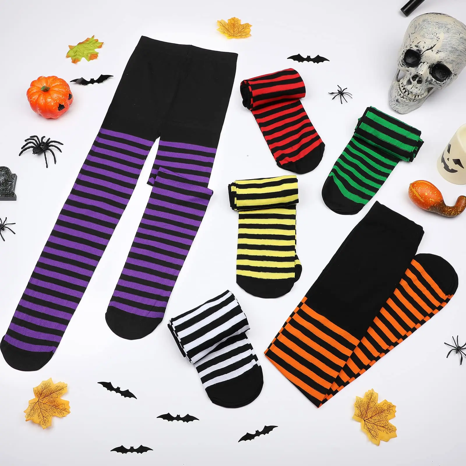 NET TOYS Beautiful Striped Tights For Children – Black-Orange 111-116 Cm, 4-5 Years – Adorable Costume Accessory For Girls Witch Striped Tights
