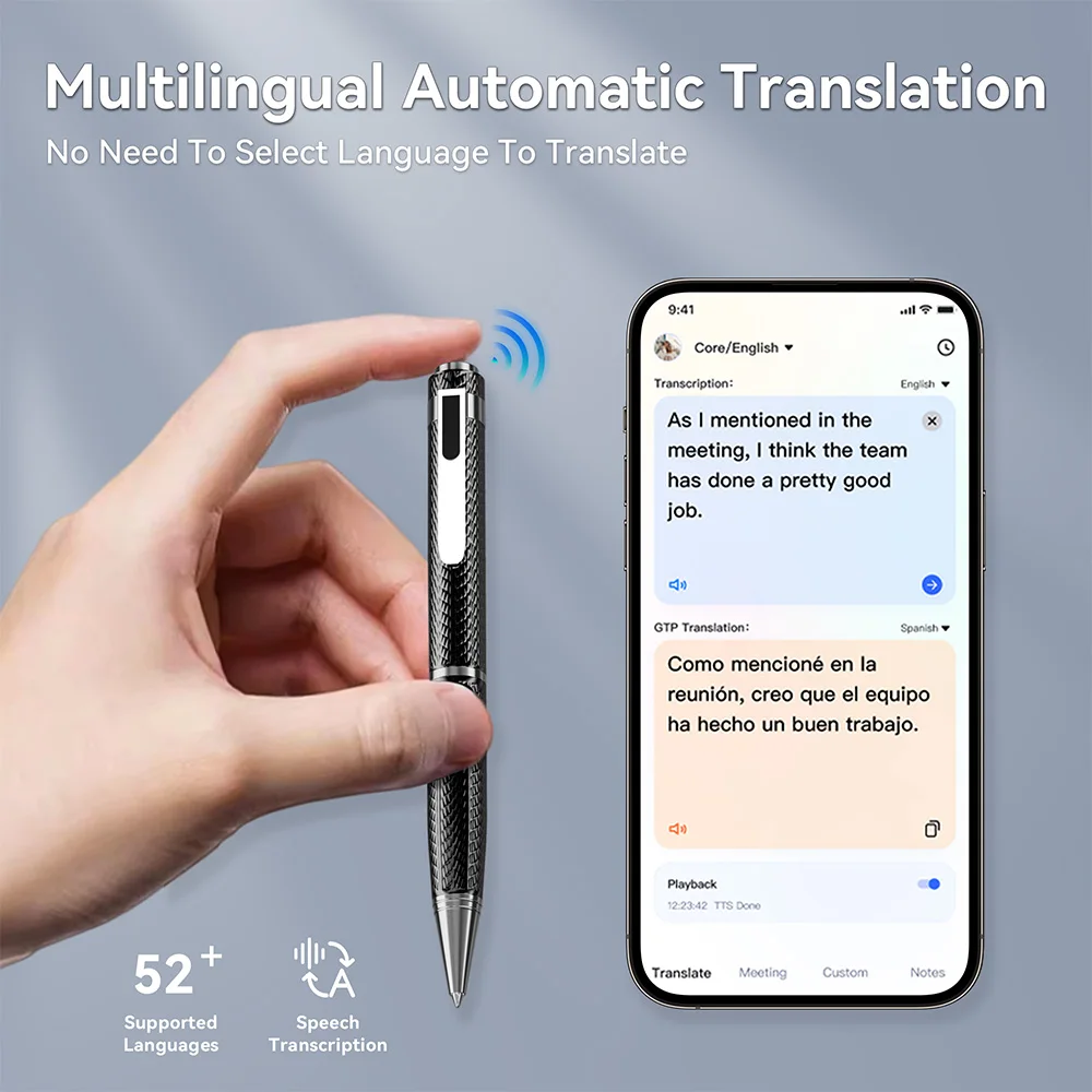 AI Chat Pen with BLE 5.2, 30-Hour Talk Time, and Noise-Free Connection for Virtual Meetings and Online Collaboration