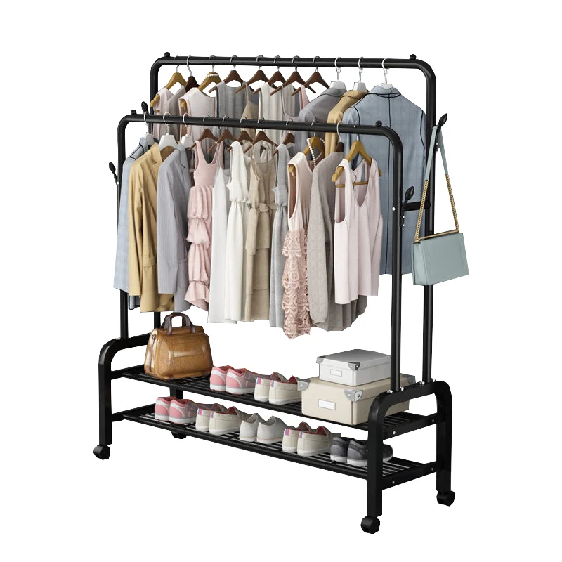 Wholesale Custom Rack Portable Floor Standing Metal Hangers Bedroom Hanging Clothes Coat Racks