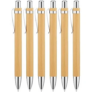 Creative Bamboo Ballpoint Pen Printable Logo Office Stationery and Advertising Gift Wholesale Promotional Click Bamboo Pen