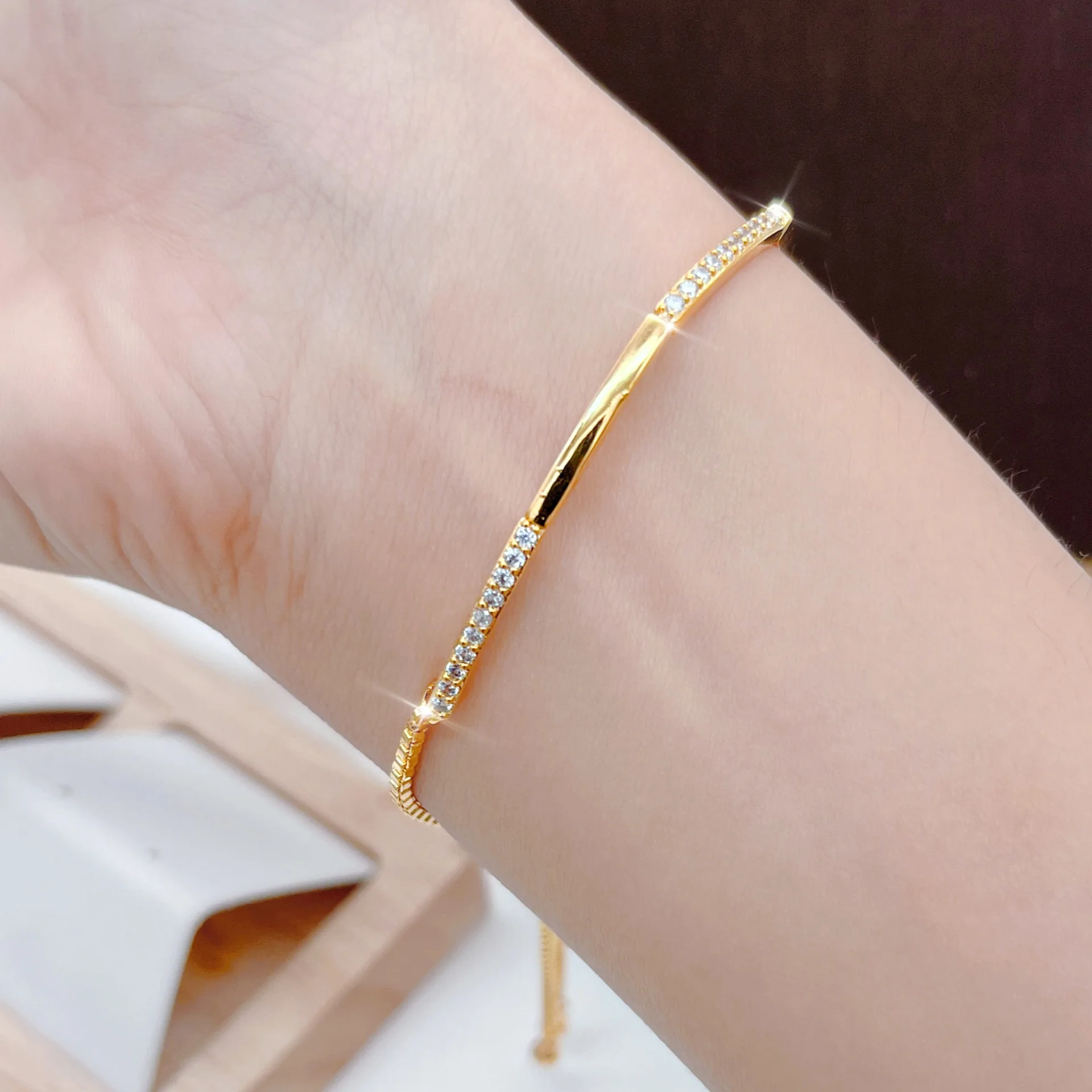 Shine with Luxe - 18K Gold Plated Tennis Zircon Chain Bracelet