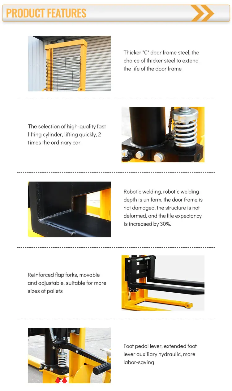 Hand Hydraulic Lift Pallet Stacker Forklift 1ton 1.5 Ton Monta Carga ...