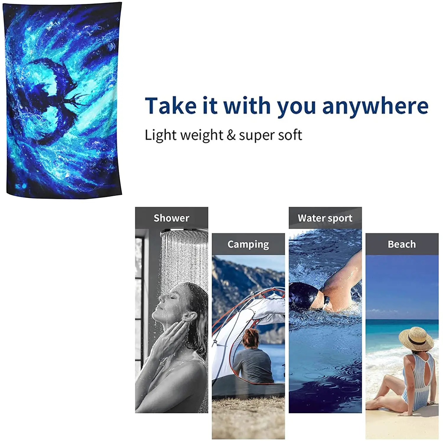 Wholesale Lightweight Sand-Free Microfiber Beach Towels Custom Logo Design Novelty Print Digital Sublimated Personalized manufacture