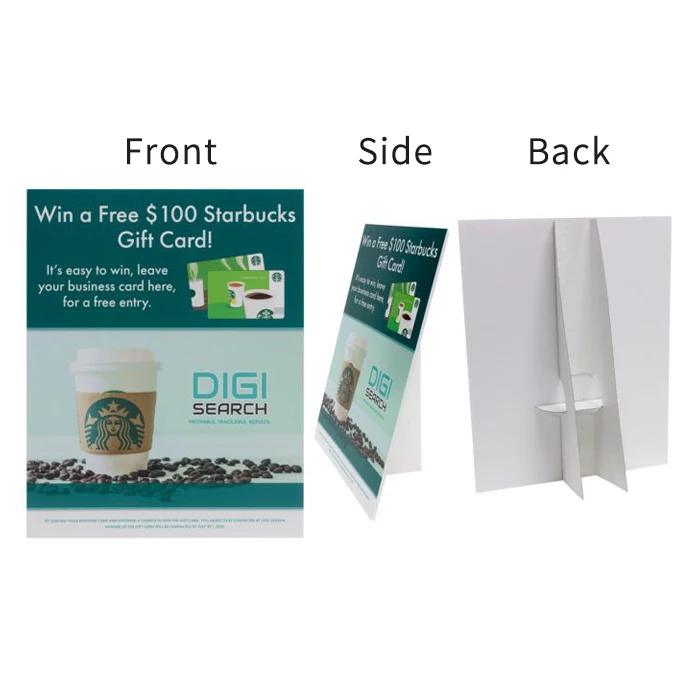 Custom Foam Core Counter Card Strut Cards Tabletop Easel Signs with Holder