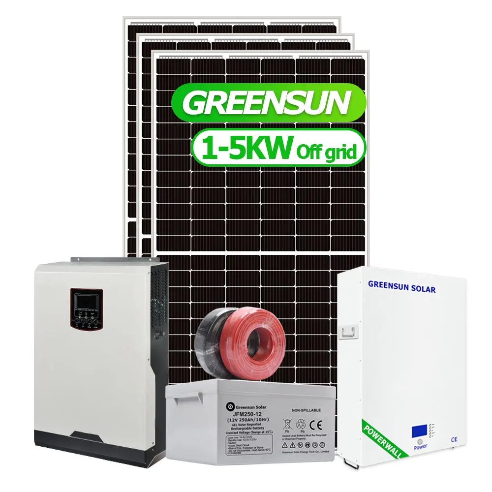 Greensun 5 KW 48V Off Grid Solar Power System 3KW 5KW 10KW Home Solar Panel Kit 10kw 10 kw Solar System Price