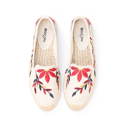 Женские холщовые Эспадрильи с вышивкой в виде Цветных Листьев
