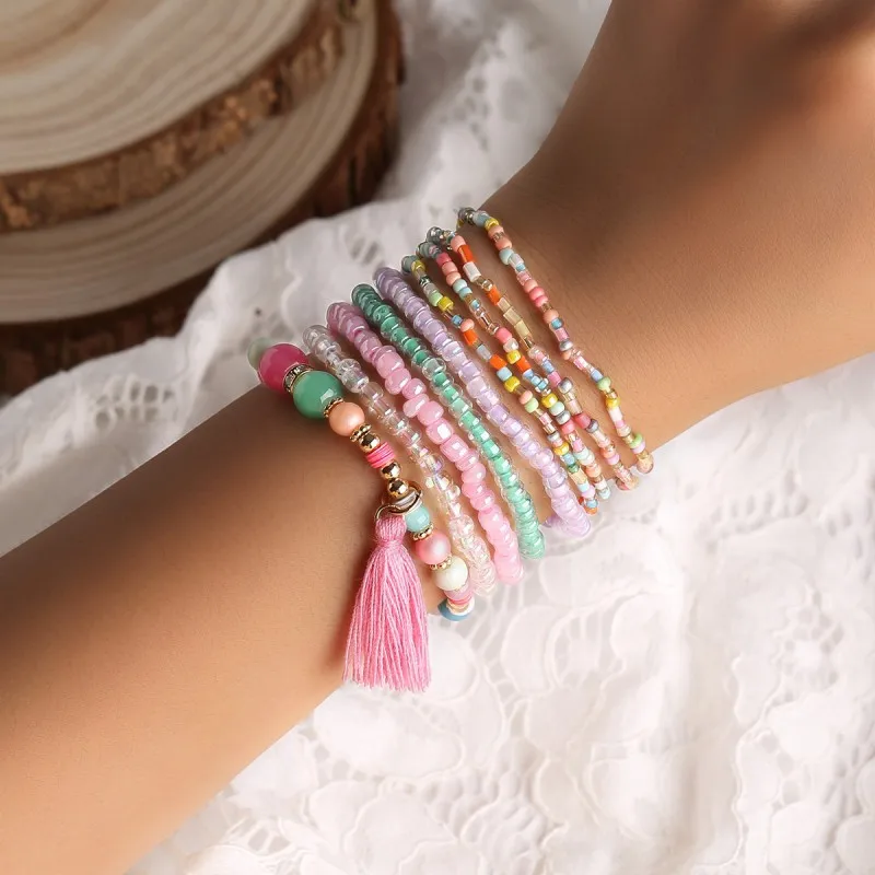 Factory Direct Selling Handmade Beaded Color Multilayer Bracelet Charms For  Bracelets Bulk - Buy Bohemian Bracelet,Charms For Bracelets Bulk,Bangle