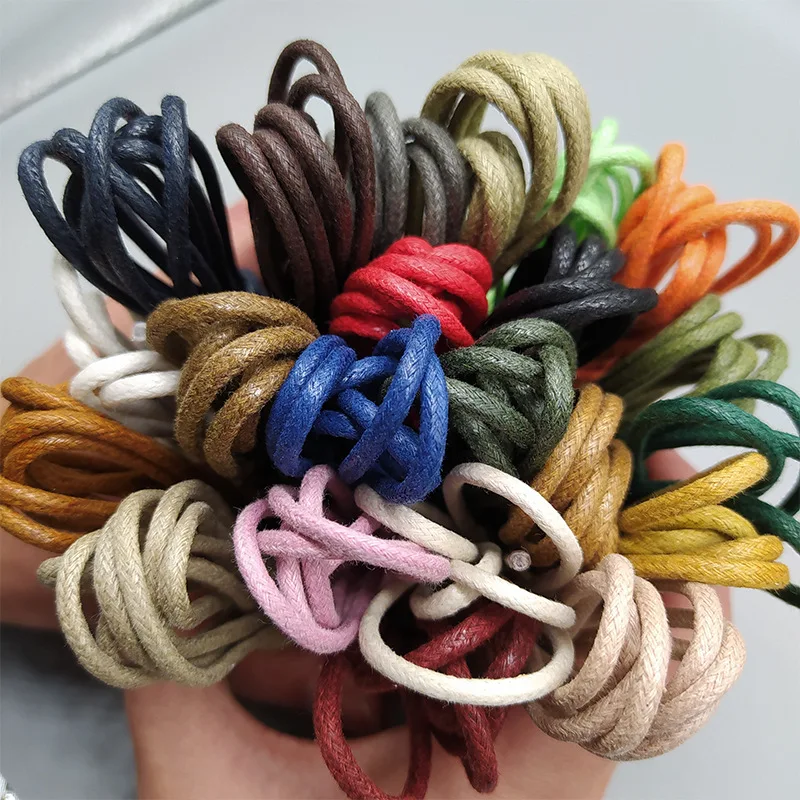 Waxed Shoe Laces Round Thin Dress Shoe Lace Coloured Shoelaces 2.5mm Foot  Rope Shoelaces