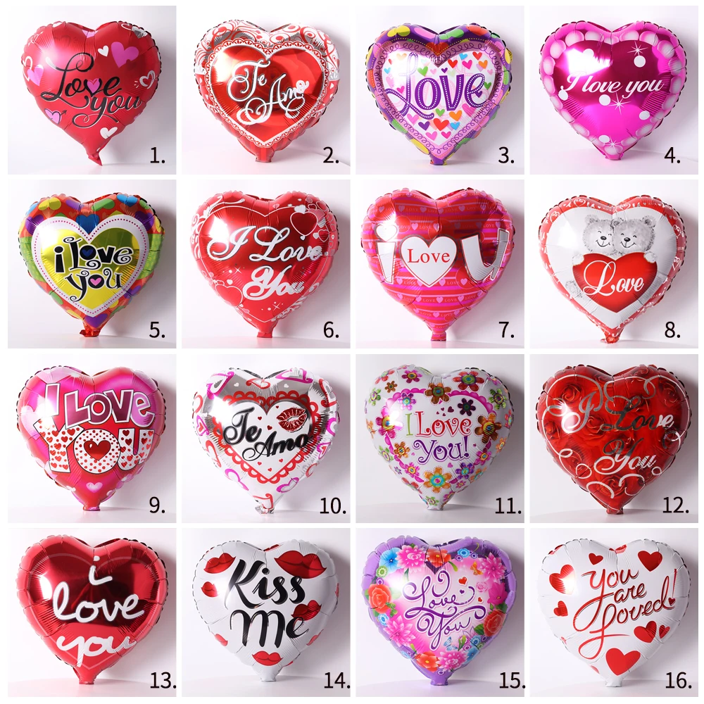 18inch Heart I Love You Printing Foil Balloons Valentine's Day Globos ...