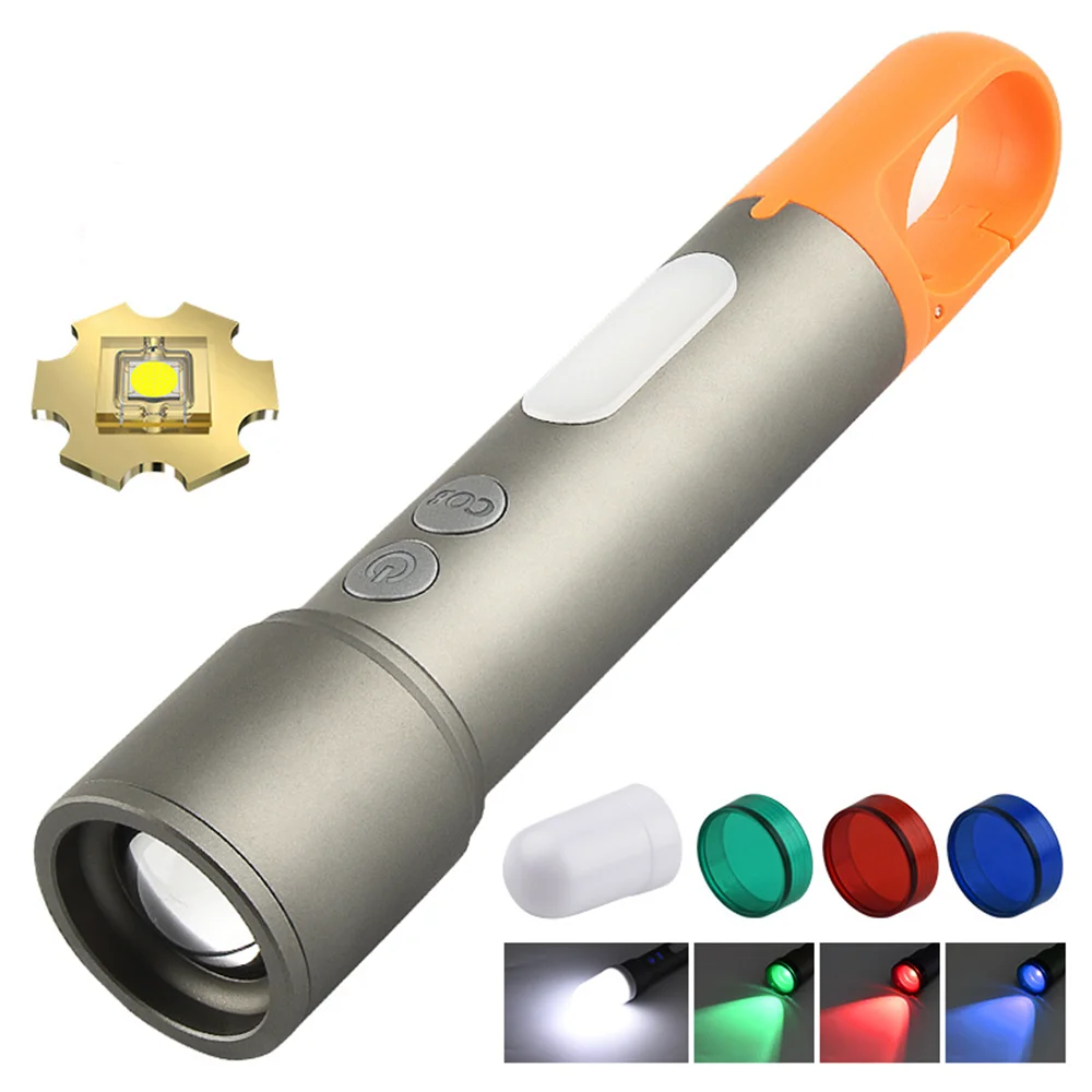 Powerful Zoomable USB-C Rechargeable Multi-function Mini LED COB Flashlight Sidelight Torch Outdoor Camping Emergency Flashlight