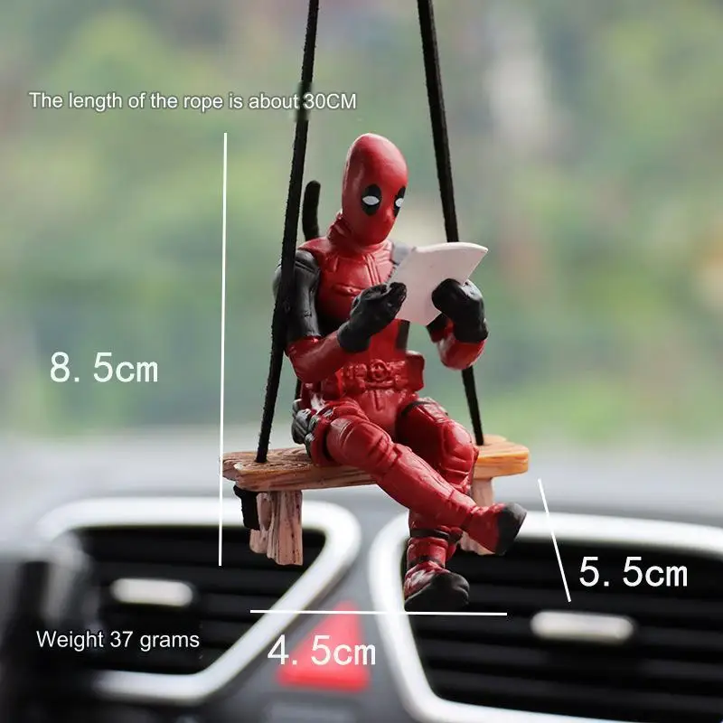 Cute Anime Deadpool Action Figure Mini Doll Auto Rearview Mirror Hanging  Pendant Craft Gifts For Car Interior Accessories