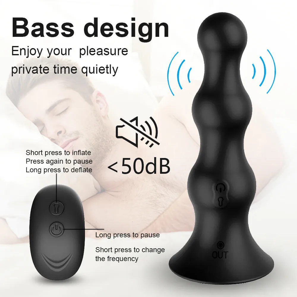 Inflatable Anal Plug Vibrating Anal Expansion Masturbation Device Big Ball Butt Plug G Spot Inflatable Prostate Massager for GAY
