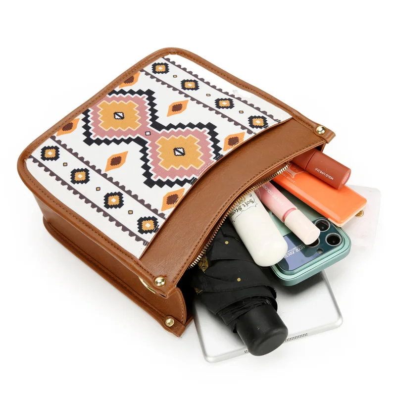 Boho Aztec Print Crossbody Bag With Shoulder Strap