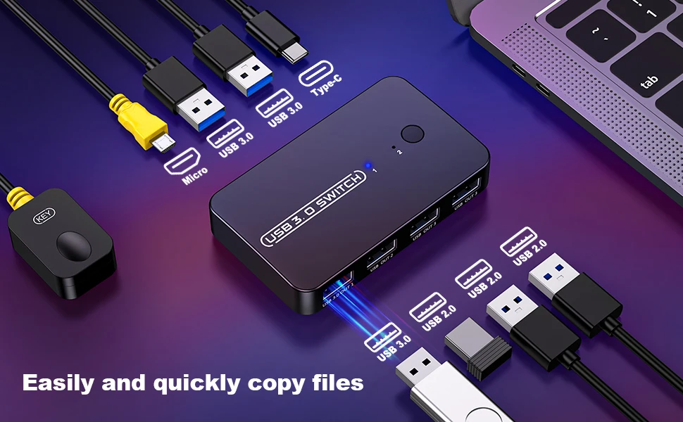 2 in 4 out usb3 0 splitter switcher with kvm for control room media