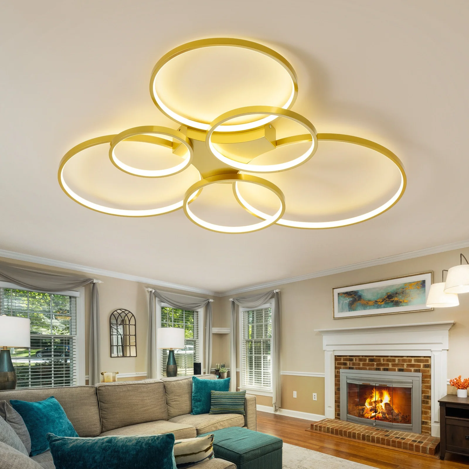 إضاءة منزلية أنيقة وبسيطة وبأسلوب عصري من الطراز الإسكندنافي، مصباح سقف دائري من الألومنيوم مع إضاءة LED، مناسب لغرفة المعيشة والقاعة، تصميم إبداعي يعكس الشخصية