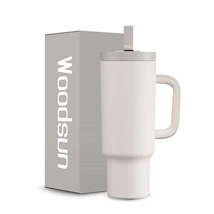 Mode duurzame reiskop 40 oz tumbler met handvat 2 in 1 rietje en sipsdeksel dubbele geïsoleerde tumbler