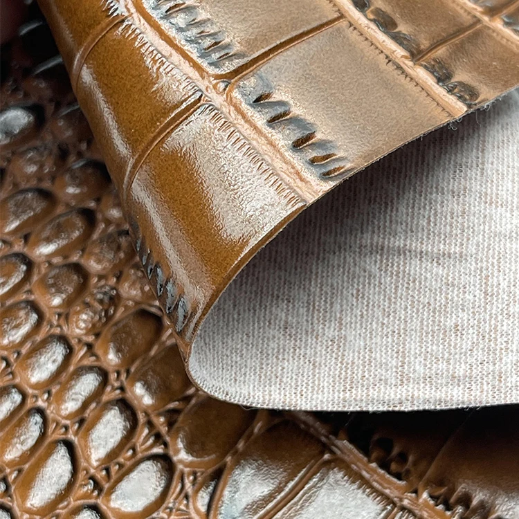 Two Colors Customized Embossed Crocodile PVC Synthetic Faux  Leather Water Resistant for Bags