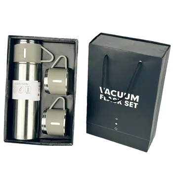 Modern Design 304 Stainless Steel Tumblers Business Cup Set with Vacuum Insulation One Cup Three Lids Portable Outdoor Gift Box