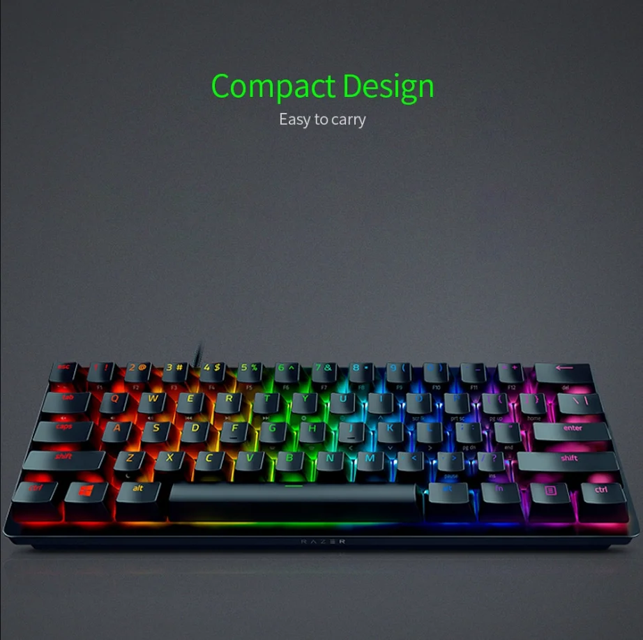 Razer Huntsman Mini 60% 光学ゲーミングキーボード Razer Huntsman Mini 60 Percent Optical Purple Switches Wired