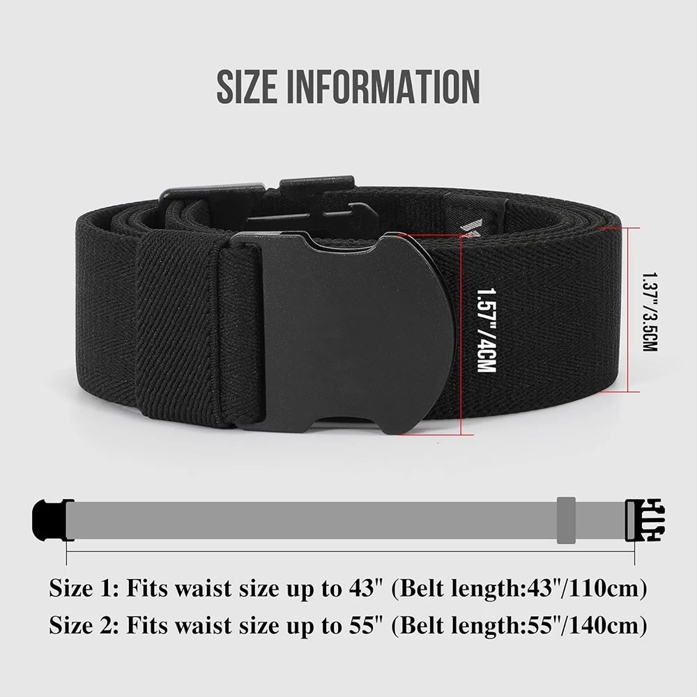 Men Sports Elastic Stretch Belt Unisex Adventure Web Belt Women Men with Non-Metal Buckle Adjustable Tactical Belt