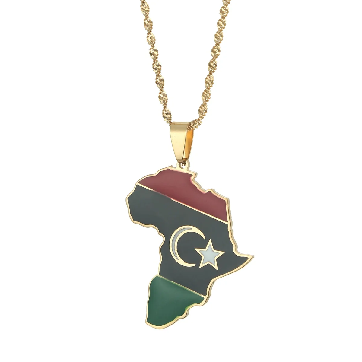 Libya Map Flag Pendant Necklace For 