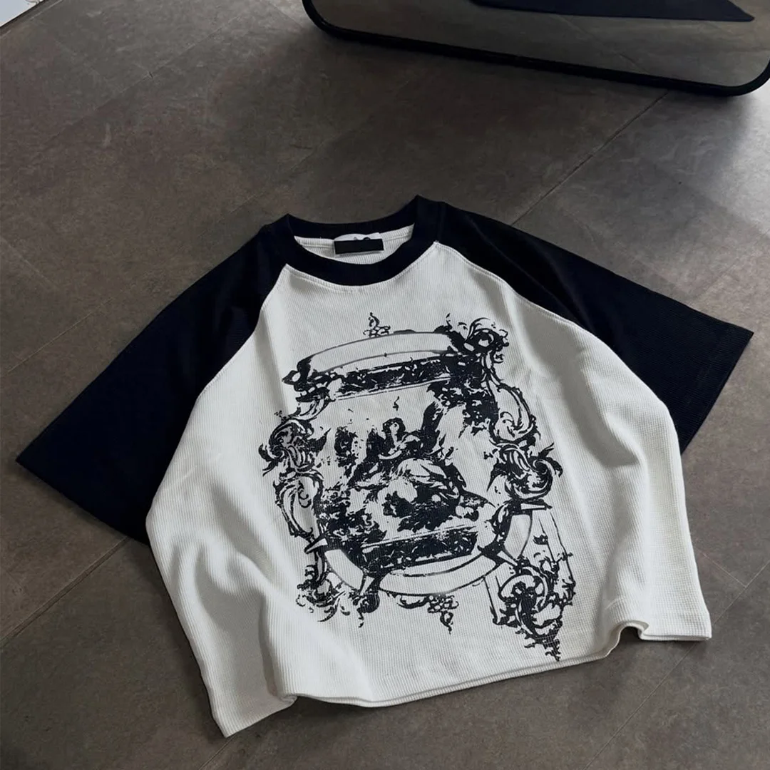 Letni niestandardowy bawełniany (100%) vintageowy, zniszczony luźny T-shirt dla mężczyzn, druk cyfrowy DTG, przenoszenie cieplne, ręcznie rozdarty – możliwość niestandardowego wykonania