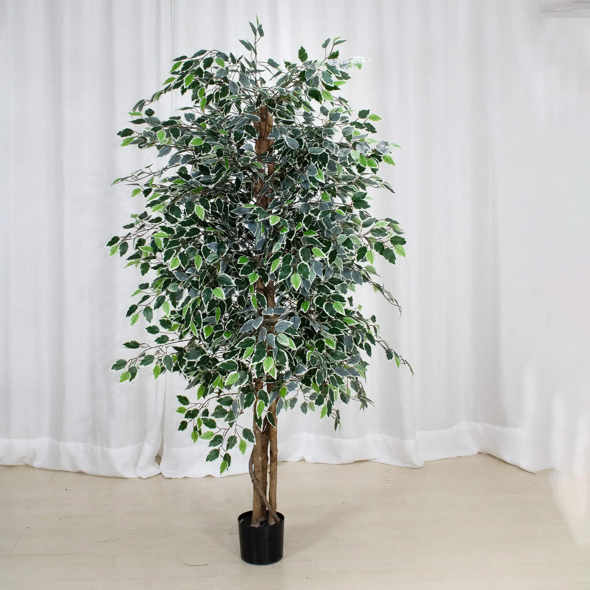 I737 искусственное баньяновое дерево с белыми краями листья искусственные растения для украшения оптовая продажа онлайн-упаковка