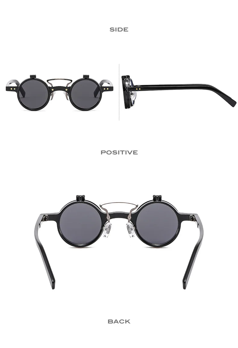 GGJHT307 fashion unisex steampunk mens sun glasses retro vintage flip up punk women sunglasses 2023