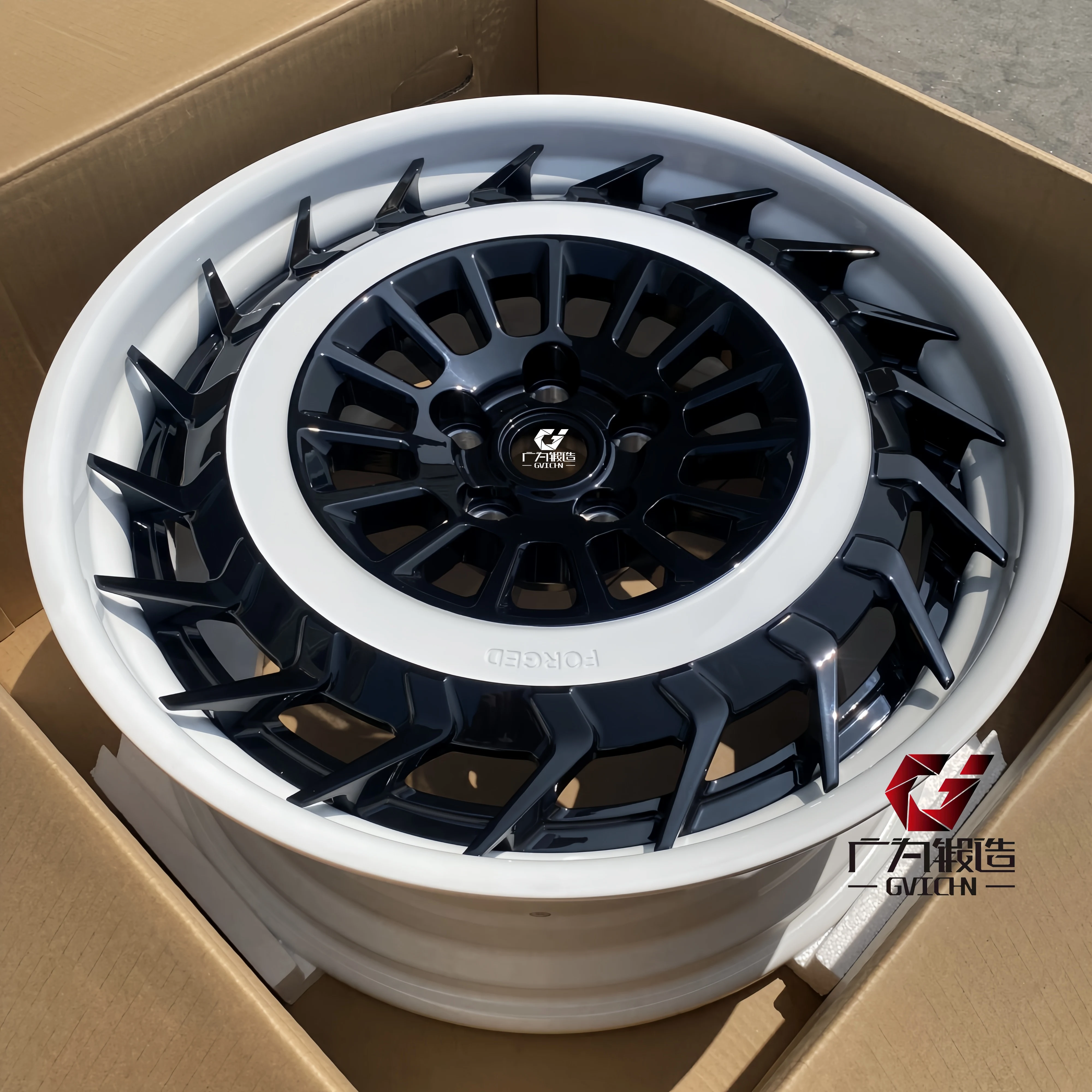 GVICHN Custom Forged Wheels White barrel  Black center face 19 20 21 22 23 24 inch 6061-T6 Aluminum Two Pieces Forged Wheels