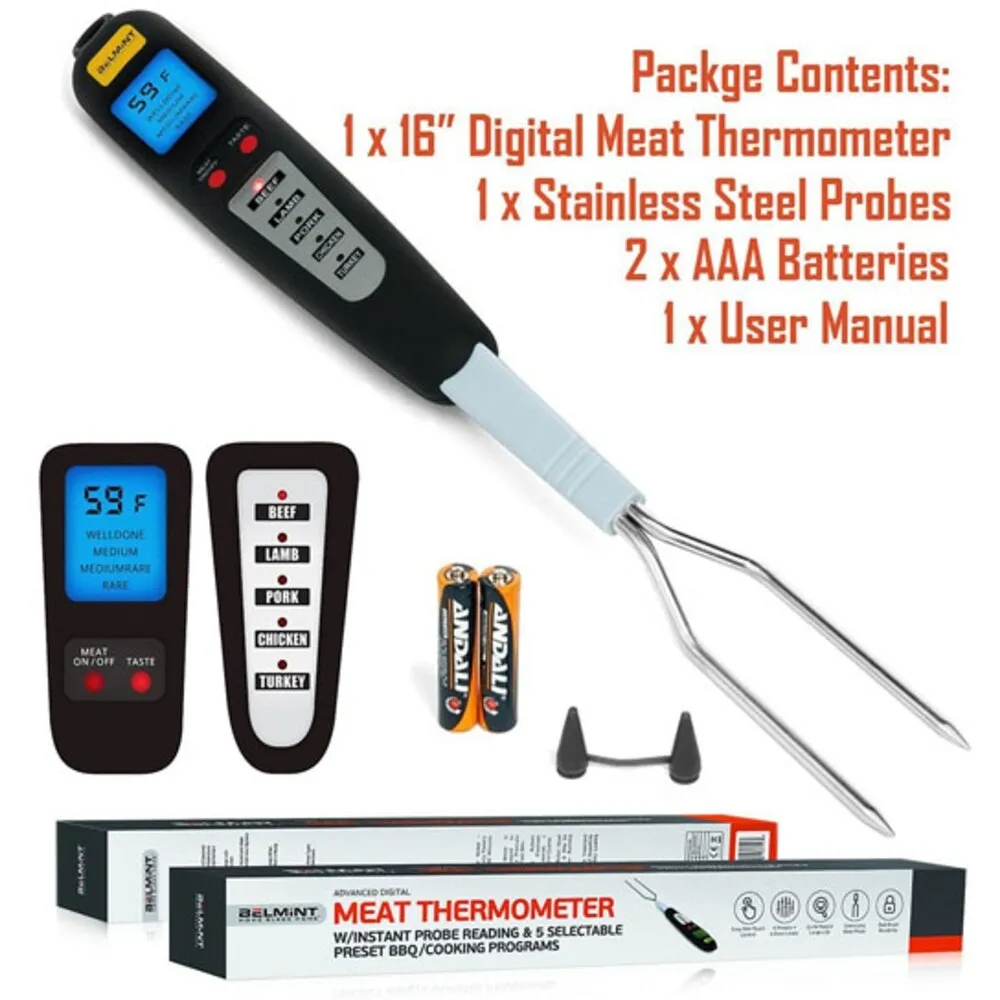 Probe Instant Read Kitchen Digital Meat Thermometer Fork Type Food Thermometer for Christmas Barbecue Party