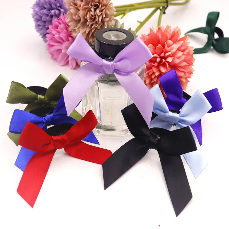 Custom Printed Gift Wrapping Ribbon With Logo Small Satin Bow With Self Adhesive