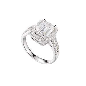 Custom S925 Sterling Silver Plated Platinum Ring Large Moissanite Luxury Sparkly Rings for Women Fine Wedding Engagement Jewelry