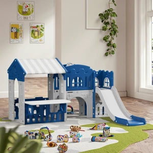 Fun Space Slide Playhouse for Kids Indoor PE Plastic Toy Slide Set 2-6 Years Old for Kindergarten & Residential Use