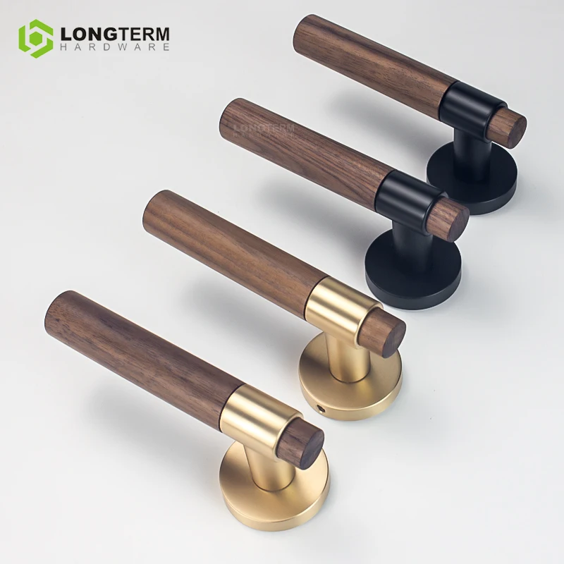 Split Wood Door Lever Handle Sets Modern Zinc Alloy Door Handles Zamak Round Rosette Door Handle Interior