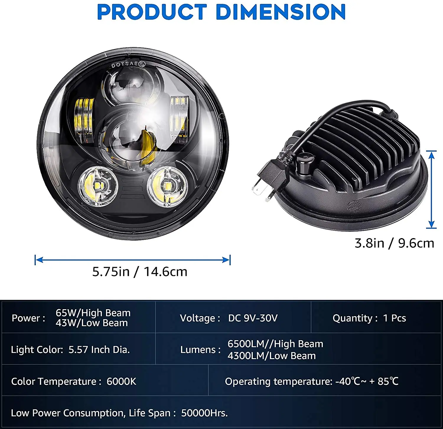 Phare LED Moto 5.75 Pouces - Feux Route & Croisement Pour Harley Sportster Dyna XL 883