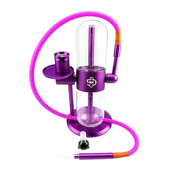 Free Custom logo Purple Gravity Hookah For 360 Rotating water with hose pipe Glass Gravity Shisha hookah set gravity