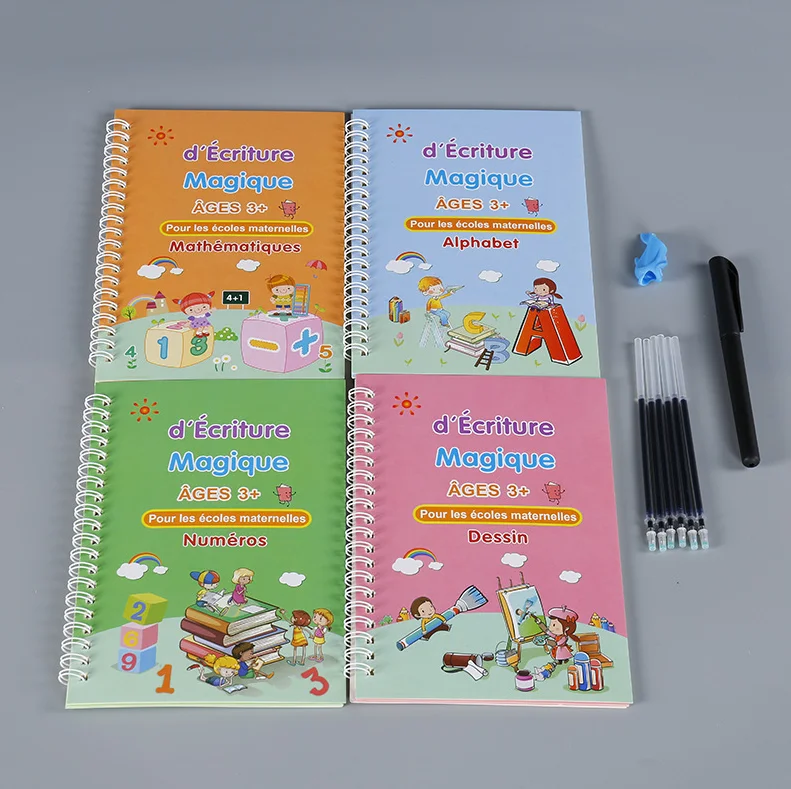 Factory price French children aged 3-6, groove calligraphy book primary school stationery four books in one set