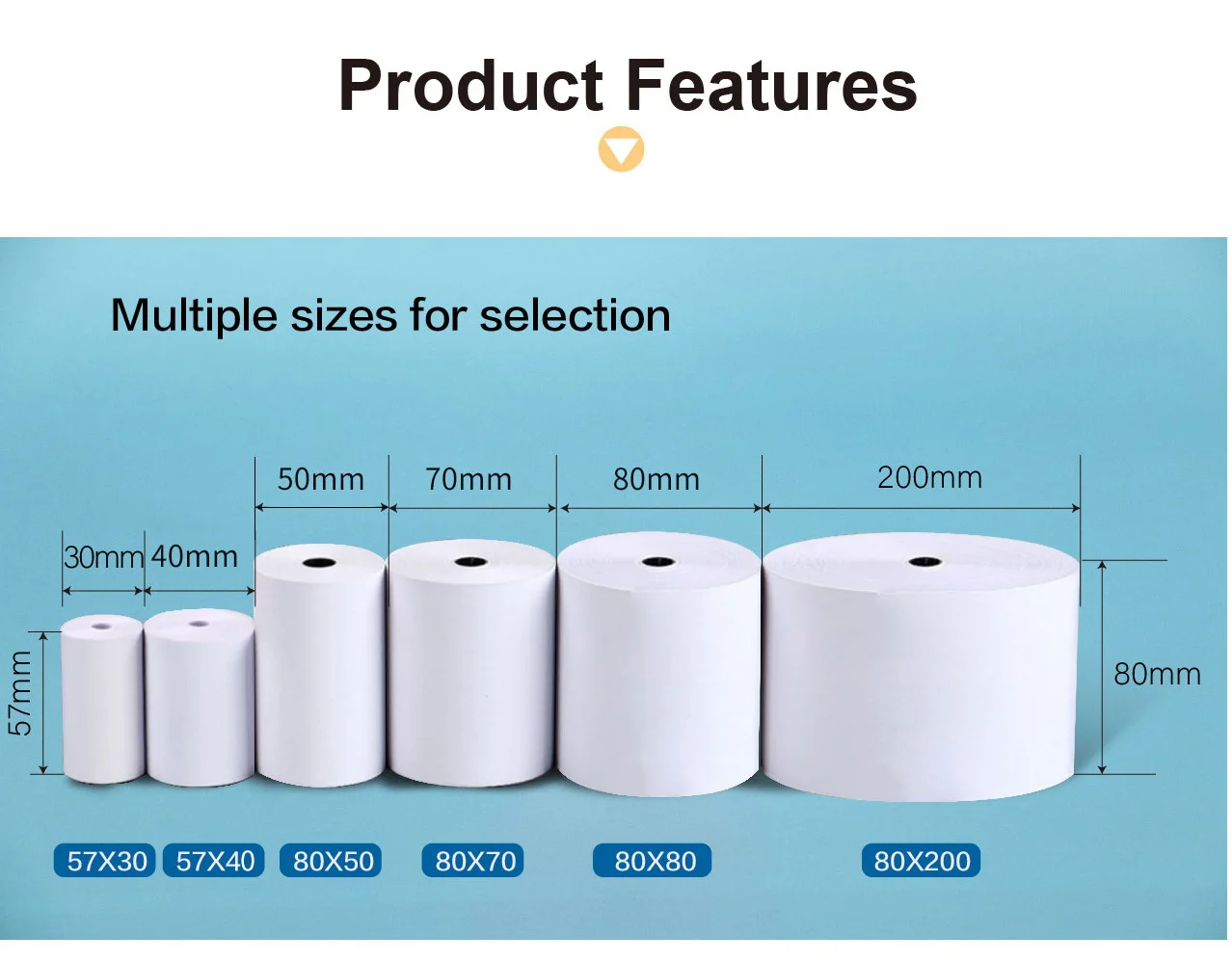 Thermal Paper 57*40mm Pure White, Smooth, Long Shelf Life, Simple and Convenient to Use, Low Price, Factory Direct Sales details