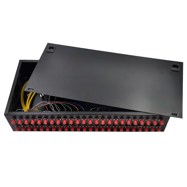 Fully Loaded 2U 48 Ports 48 Cores Fiber Optic Distribution Box SC FC ST Simplex Terminal FTTH Cold Rolled Steel Optic Equipment